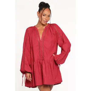Hart Long Sleeve Mini Dress - Wine