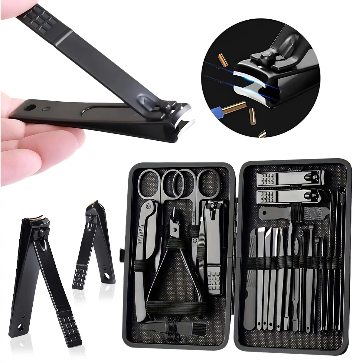 Nail Clippers Sets with Case - 24 in 1 High Precisio Stainless Steel Nail Cutter Pedicure Kit Nail File Sharp Nail Scissors and Clipper Manicure Kit Fingernails & Toenails with Portable Stylish case for Men and Women