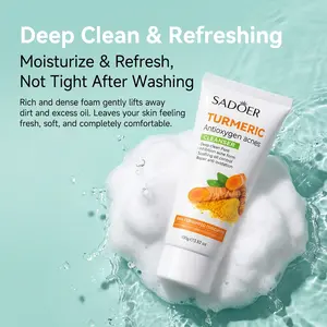 Turmeric Ginger Facial Cleanser, Deep Pore Cleaning Foaming Face Wash, Moisturizing & Oil Control for All Skin Types