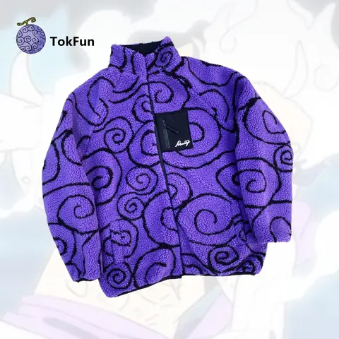 GOMU Gear Sherpa One Piece Double-Sided Anime Manga Winter Coat, Long Sleeve, Fleece, Comfortable Outerwear for Anime Fans