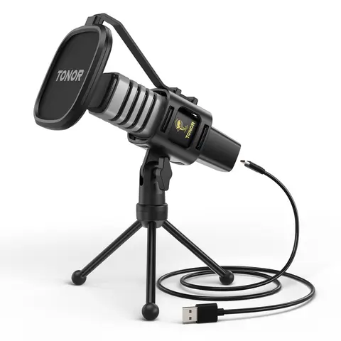 TONOR TC30&TC777 Pro Cardioid Condenser RGB Mic Kit - Wired USB-C 2.0 Type-C/A Mic with Plug, Vibration Damping Shock Mount, Pop Filter, 7.5x2 In Foldable Tripod, Noise Reduction for Gamers, Streaming (PC/Laptop, Windows, PS4, Linux)
