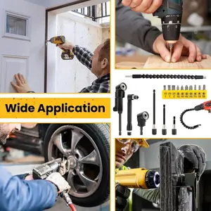 17PCS Screwdriver Kit With Screwdriver Head, Flexible Shaft, Electric Drill Extension,Connecting Rod,Multifunctional Charging Drill Universal Joint Rod, 105 Degree Directional Converter,Hexagonal Handle