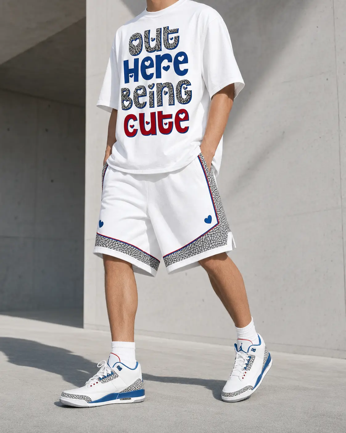 Cute Sneakerhead – Jd 3 “True Blue” Matching Short Set