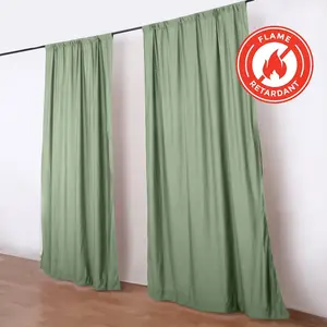 2 Pack 5ftx10ft Dusty Sage Green Scuba Polyester Backdrop Drape Curtains, Durable Flame Resistant Event Divider Panels Wrinkle Free With Rod Pockets