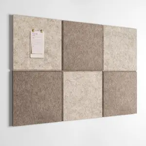 Orelle Checkered Felt Wall Tiles | Peel and Stick Felt Bulletin Board Tiles for Wall | Alternative Cork Board for Office, Memo Board, Kids Art Display | 6 Pack | 36 x 24” | Beige & Mocha