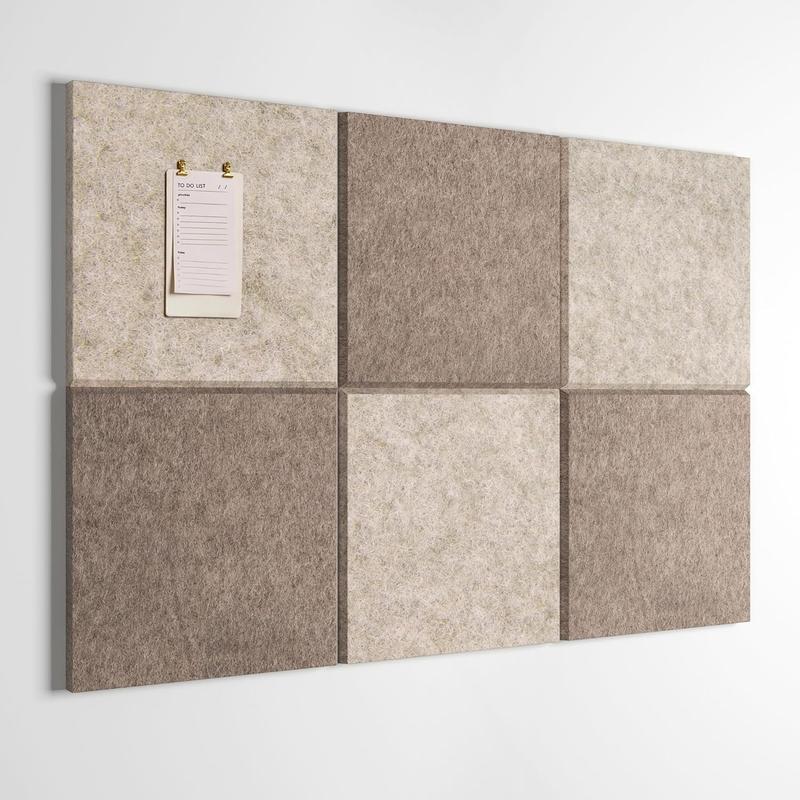 Orelle Checkered Felt Wall Tiles | Peel and Stick Felt Bulletin Board Tiles for Wall | Alternative Cork Board for Office, Memo Board, Kids Art Display | 6 Pack | 36 x 24” | Beige & Mocha