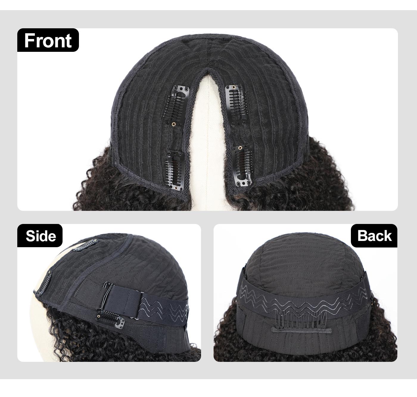 [Limited Deal] OQ HAIR Kinky Straight Hair V Part Wig With Drawstring No Leave Out Thin Part Human Hair Glueless Wigs Beginner Friendly
