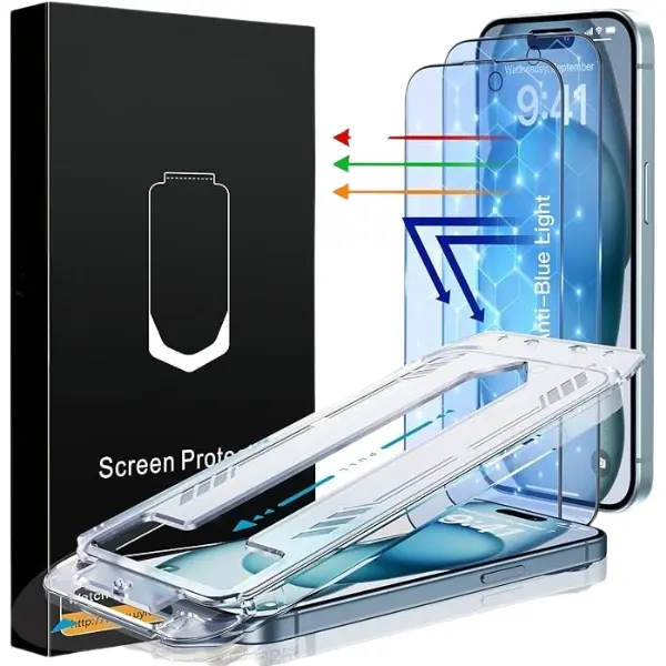 Protect Your Privacy Anywhere iPhone 15 Privacy Screen Protector Anti Spy Tempered Glass 9H Full Coverage Easy Install 2 Pack