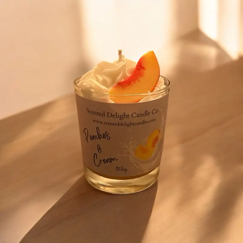 Peaches & Cream 11.5oz Scented Candle - Decorative Candle with Peach and Cream Scent, Ideal for Home Decor - Ornaments