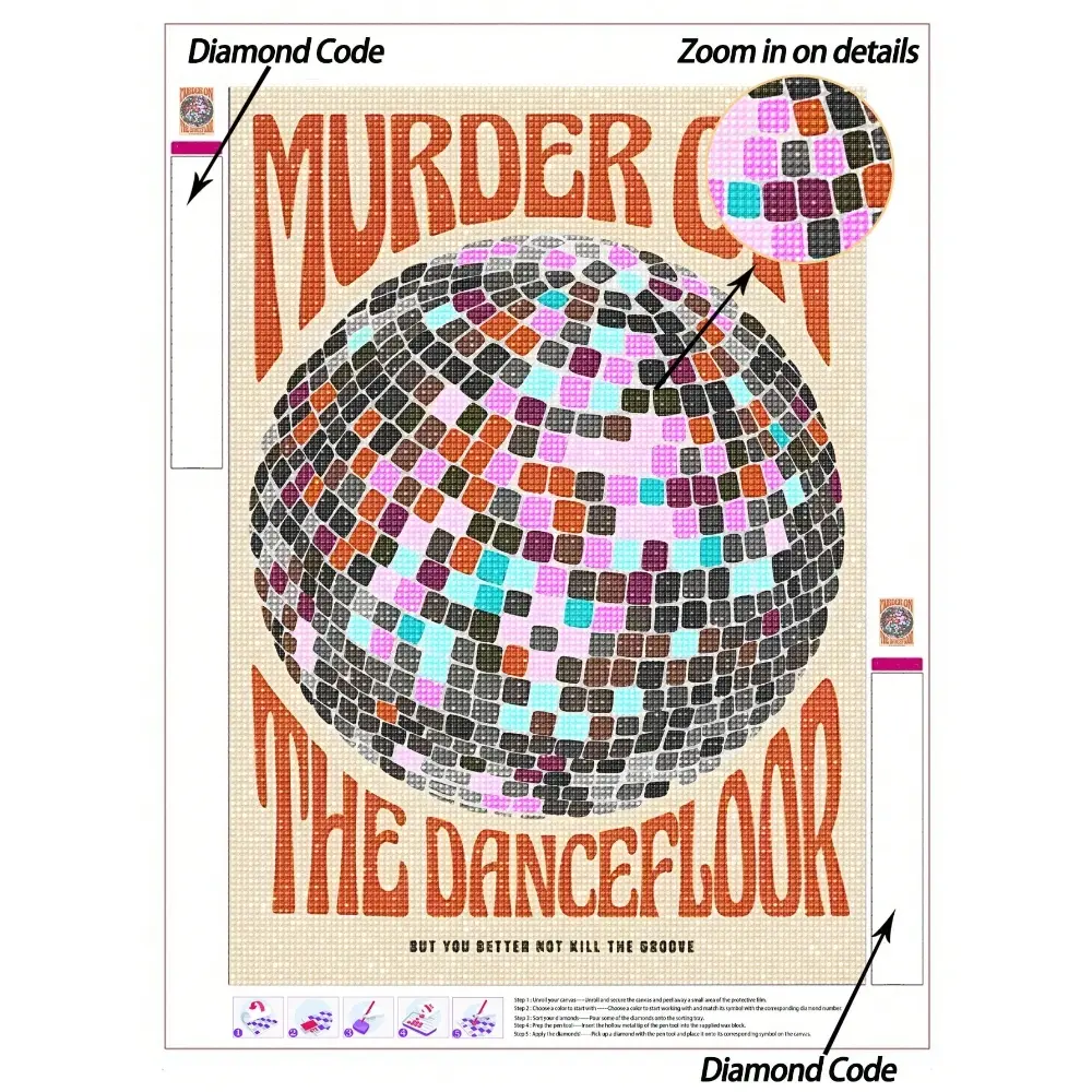 5D DIY Diamond Painting, Diy Diamond Art, Glitter Disco Ball Decorative Painting, On The Dance Floor Disco Ball Decoration, Rhinestones Full Mosaic Crafts Kit, Diamond Painting For Adults