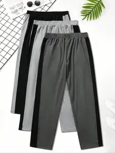 Men's Home Loose Long Pants 3 Pack, Comfortable Casual Wear, Perfect for Daily Use, Stylish and Relaxed Fit