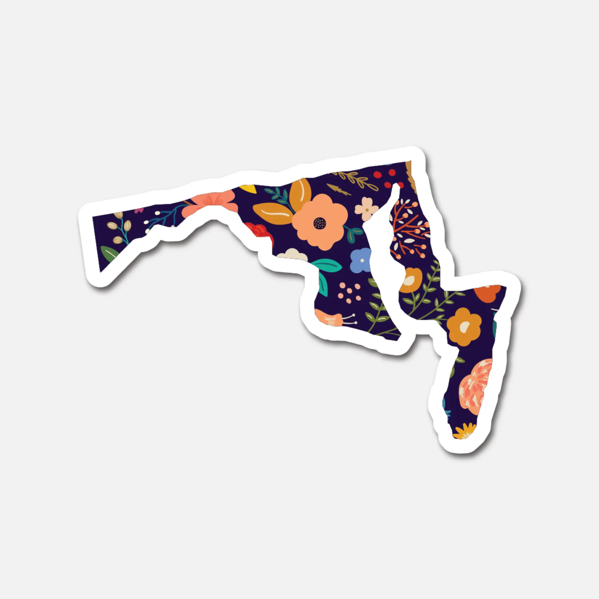 Maryland Navy Floral State Sticker vinyl sticker