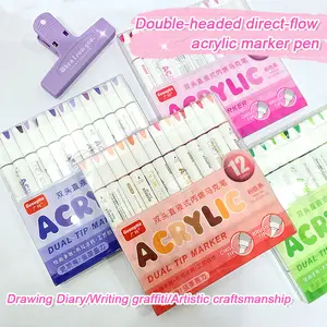 Guangna High Quality Markers Set, Acrylic Marker Pen, 12 Pack, Durable & Vibrant Colors, Ideal for All Materials, Perfect for Art Projects & Gifts