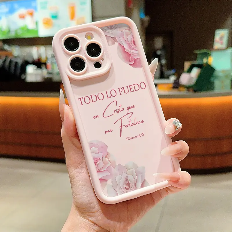 Phone Case - A Pink Rose-Themed TPU Phone Case Featuring The Book of Philippians, Designed for Full Protection, Compatible with Apple iPhone 17 E Air Pro ProMax iPhone16 15 14 Plus 13 12 Mini 11 X XS XR