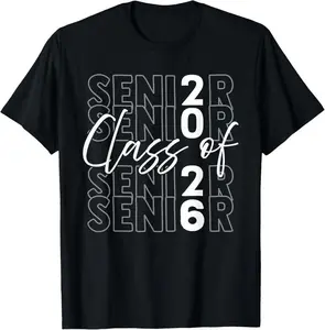 Class of 2026 Senior T-Shirt, Funny Senior Year Graphic Tee, Graduation Gift for Boys and Girls, 100% Cotton