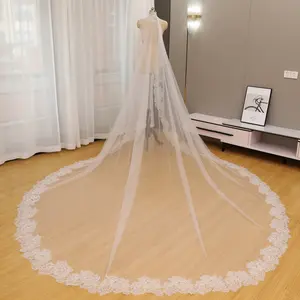 Vintage French Eyelash Lace Wedding Veil | Delicate Rose Embroidery with Scalloped Edge