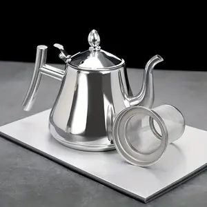 Stainless Steel Tea Pot Coffee Kettle with Filter, Home Casserole Water Boiler, Restaurant Cold Water Jug, Heat Resistant Teapot