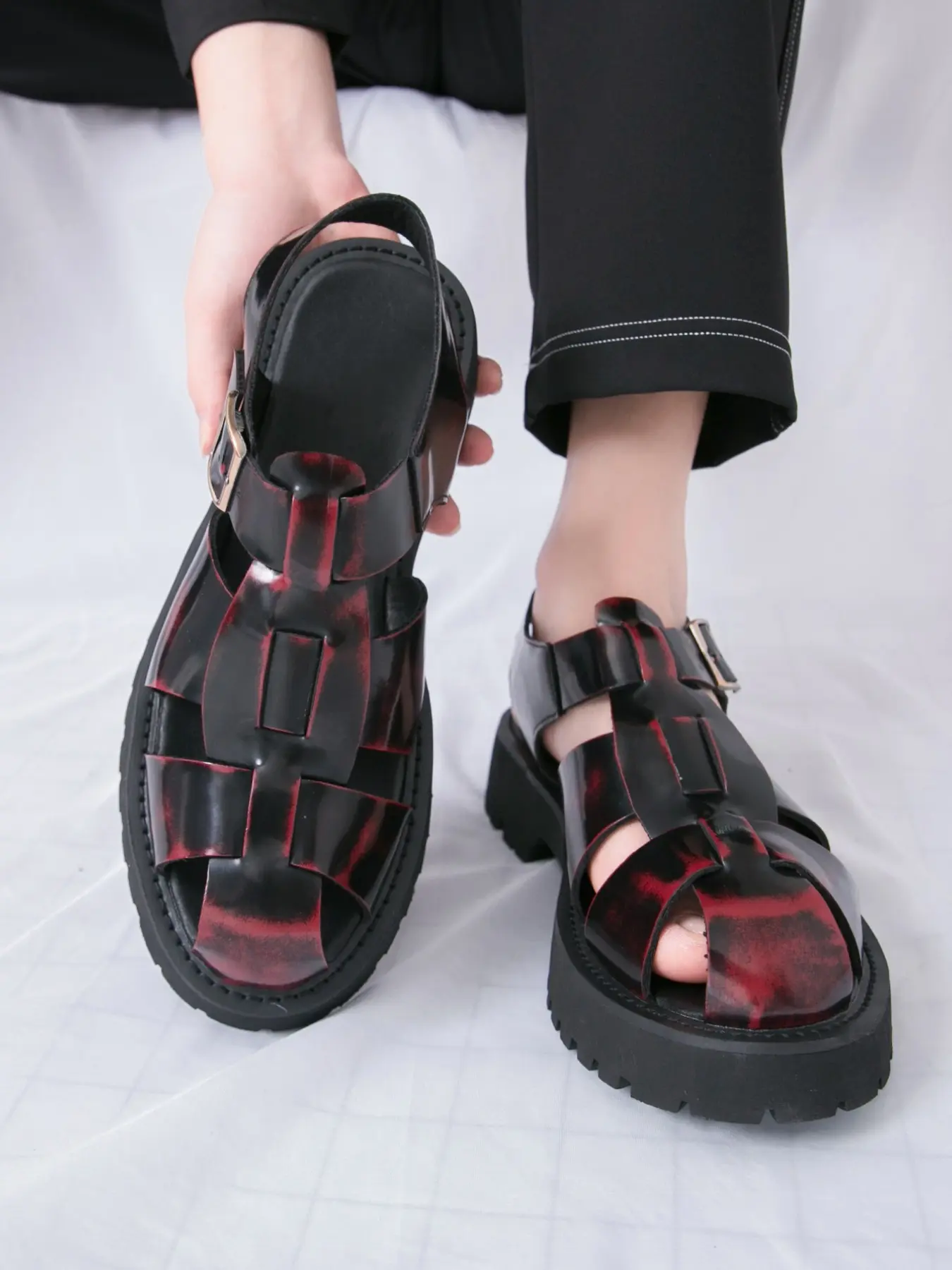 Men's Summer Roman Fisherman Casual Sandals, Thick Sole Retro Mirror Anti-Slip Hollow Out Woven Trendy Shoes, Comfortable and Stylish Breathable Summer Footwear, Strapy Sandals, Strappy Sandal, Fashionable Sandals