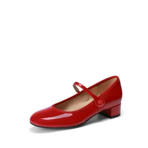 DREAM PAIRS Women's Mary Jane Chunky Low Heels Comfortable Slip on Dress Shoes for Women Closed Round Toe Casual Cute Work Pumps Flats Shoes