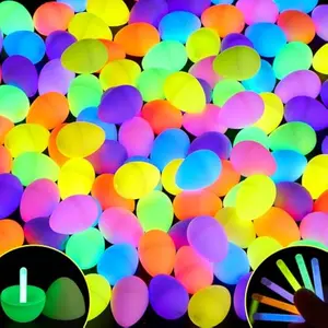 35 Pcs Easter Eggs with 35 Mini Glow Sticks for Kids Glow-In-The-Dark Basket Stuffers Fillers Gift, Easter Egg Hunt Game Party Favors Decorations Supplies, Classroom Prizes