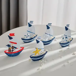 Mediterranean Style Iron Boat, Creative Home Decor Ornament, Colorful Mini Sailboat Gift, Unique Wall Decoration, Perfect for Any Room