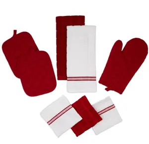 8 Pack Kitchen Set Cotton & Polyester, Red
