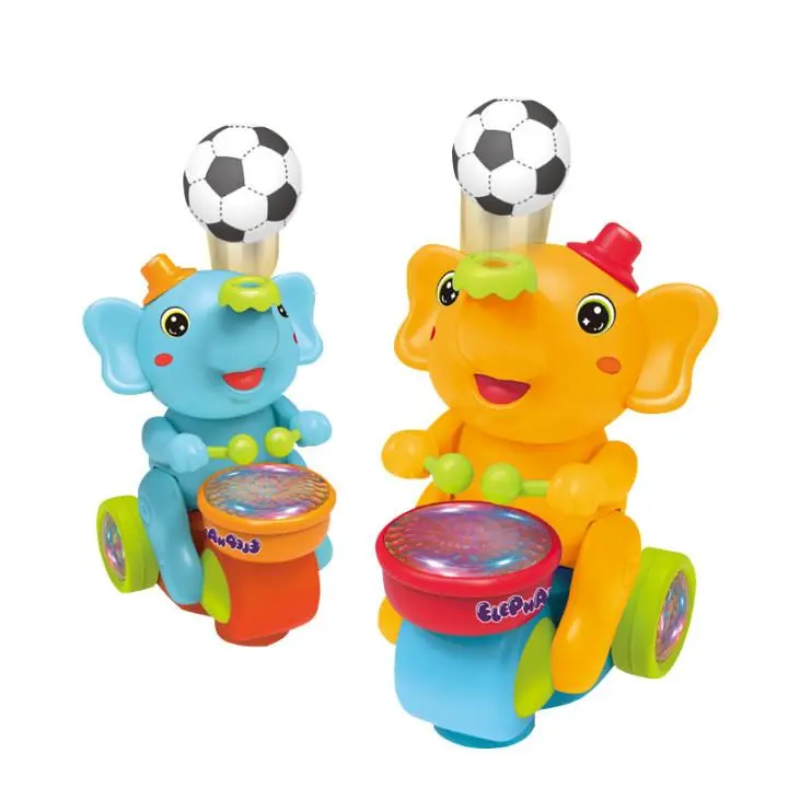 Musical Walking Elephant Drummer Toy, Kids Elephant Ride-On Toy, Musical Calf Elephant Lighting Up Singing Plush Toy, Electric Car with LED Lights & Sounds, Gifts for Children,Birthday Gifts, Christmas Gifts