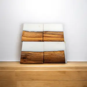 Walnut Wood with White Epoxy Coaster