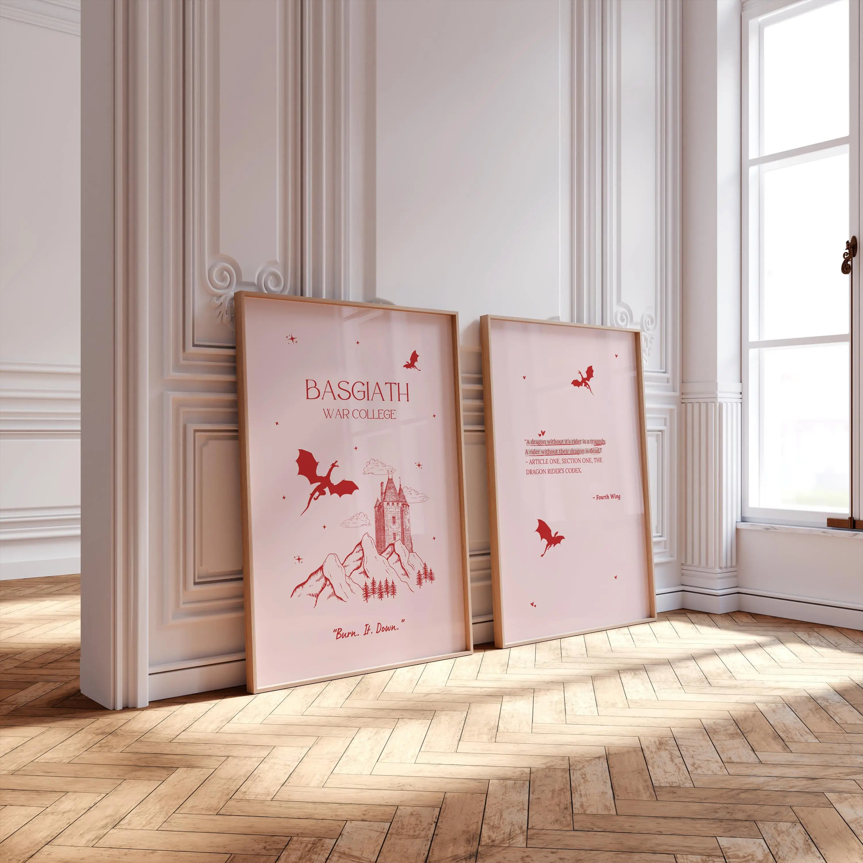 FOURTH WING Prints Set Of 2 Posters | Book Quotes Print | Bookish Poster | Book Lover Art Print | art