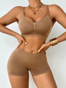 Women's Seamless Bra Set, 2-Piece Comfortable Fitted Bras & Pants, Casual All-Season Underwear, Buckleless Design, Moderate Support