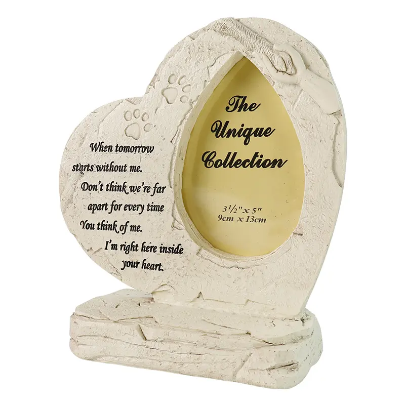 Jinhuoba Garden Statues & Sculptures Resin Heart Frame Tombstone Statue Pet Memorials