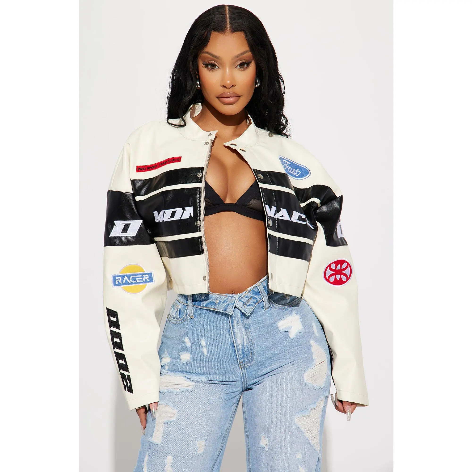 Monaco Cropped Jacket - Ivory/combo Monaco Cropped Jacket - Ivory/combo