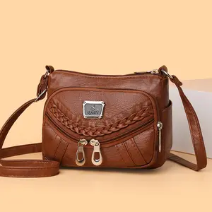 ELIPAPRO  T3992 Women's Soft PU Leather Shoulder Messenger Bag 2025 New Multi-compartment Multi-pocket Retro Women's Bag