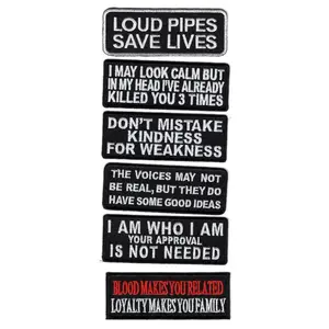 Bundle 6 Pieces - Mistake Kindness Blood Loyalty Voice not Real Look Calm Loud Pipes Biker Saying Patch