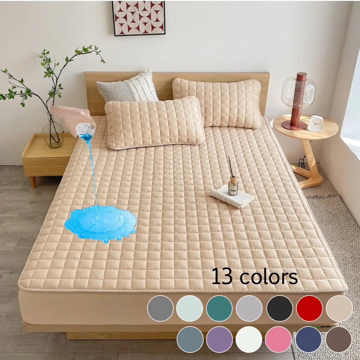 Waterproof Mattress Protector Set, Deep Pocket Design, Soft and Quiet Breathable Anti-Stain, Includes Pillowcase, Bed Protector Waterproof, Waterproof Mattress Cover