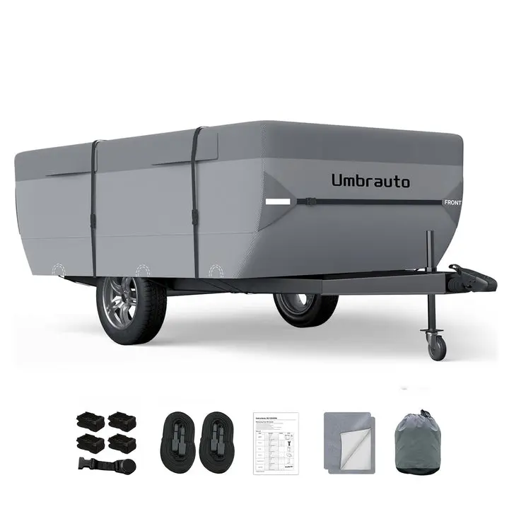 Umbrauto Pop Up Camper Cover  High-Wall Tent Trailer Cover, Lightweight Pop Up Trailer Cover Waterproof, 7 Layers Top Breathable Ripstop Windproof