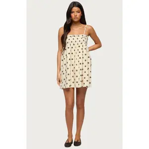 Edikted Women's Polka Dot Linen Look Mini Dress