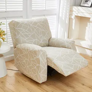European Style Printed Milk Silk Elastic Soft Fabric Recliner Sofa Set, Includes Backrest and Two Armrests, Durable Fabric, Easy Care, Ideal for Hotel Restaurant Office
