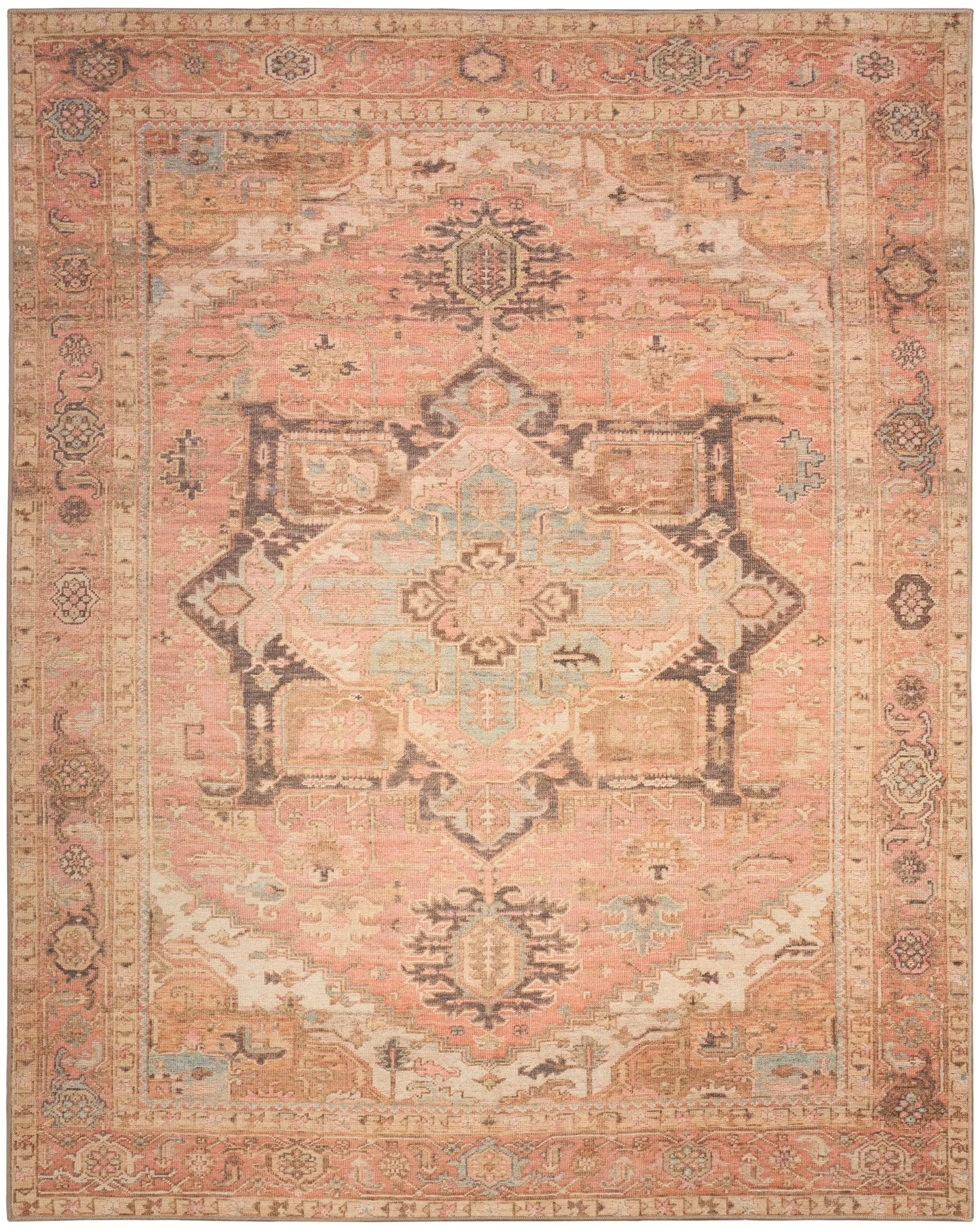 Nourison Home Vintage Washables VWS11 Coral Multicolor Traditional Flat Weave Rug