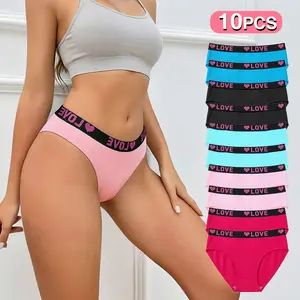 GOGIRE 10-pack of women's panties with “LOVE” printed on the waistband—soft and breathable, a great value set, comfortable for everyday wear