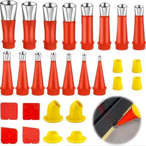 Stainless Steel Glue-Nozzle, 20pcs/set Integrated Detachable Base Structure Glue Gun-Nozzle, Sealing Glue Glass Glue Head, Grouting Tool Hardware