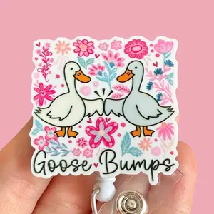 Glitter My Badge Silly Goose bumps badge reel for nurse and hospital workers. Serious Goose Badge clip Badge pull - Retractable swivel clip with a 360 rotation. Great gift for coworkers.