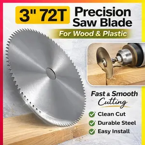 3 Inch 72 Tooth Circular Saw Blade, 75mm Angle Grinder Cutting Disc, Precision Cut for Wood and Plastic (1 Piece)