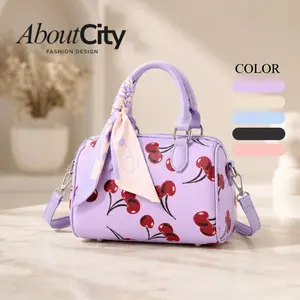 AboutCity Chic Cherry Pattern Handbag  Sweet Boston Satchel & Shoulder Bag for Women | Luxury Quality Daily Crossbody Purse Available in Multiple Colors