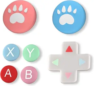 Switch lite Button Covers, Silicone Cross D-Pad Button Cover Set Joystick Cover - ABXY Button Stickers, Switch lite Button Caps Cute - Cat Paw