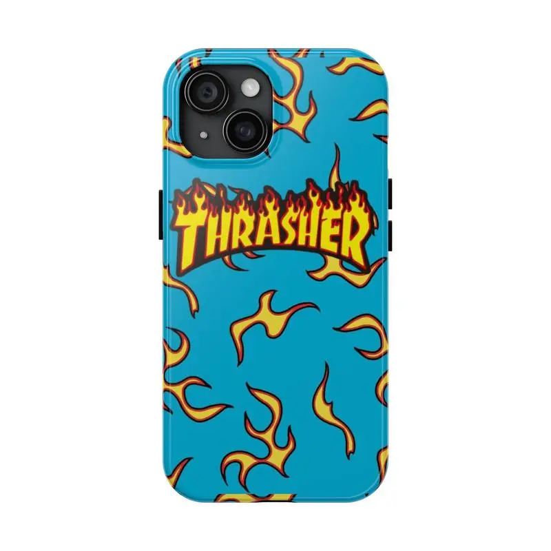 THRASHER DIAMOND Custom Polycarbonate Rubber Smartphone Casing - 2-Piece Hard Glossy Shockproof Accessory, Impact-Resistance Full-Device Protection Cover for iPhones Including iPhone 15