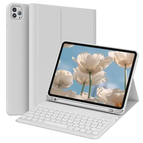 Kenke Multi-Angle Foldable Tablet Computer Casing with Magnetic Bluetooth Keyboard & Pencil Slot, Soft TPU Back Cover, Full Protection, Compatible with iPad 11th/10th Gen, iPad Air 11-inch, iPad Air 4th/5th/6th/7th Gen, iPad 7th/8th/9th Gen, Accessories,