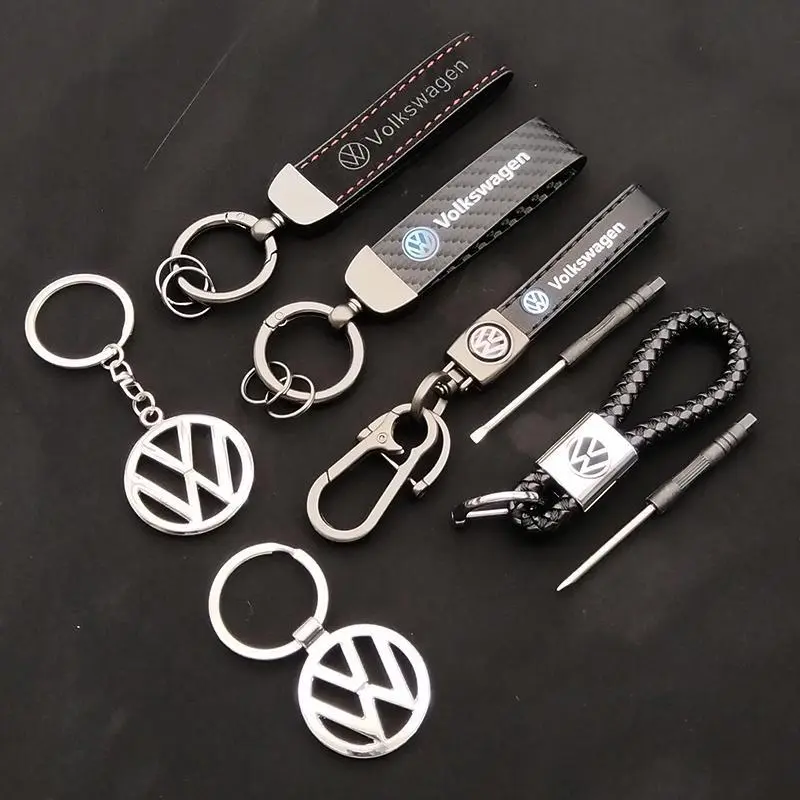 Car Suede Leather Keychain Metal Keyring For Volkswagen VW Golf Tiguan Jetta Passat Polo Touran GTI Key Ring Chain Accessories