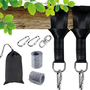 Swing Suspension Kit, Tree Swing Straps Hanging Kit Holds 2200 lbs, 5FT Swing Straps 2 Pack Tree Protector Mats with 2 Safety Heavy Duty Carabiner & 1 Stainless Steel Swivel, Carry Bag Included, Perfect for Hammocks & Most Swing Seats