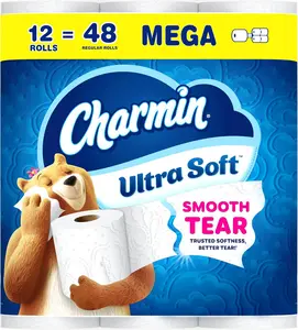Charmin Ultra Soft 2-Ply Toilet Paper, 12 Mega Rolls = 24 Regular Rolls, Soft & Strong Bath Tissue